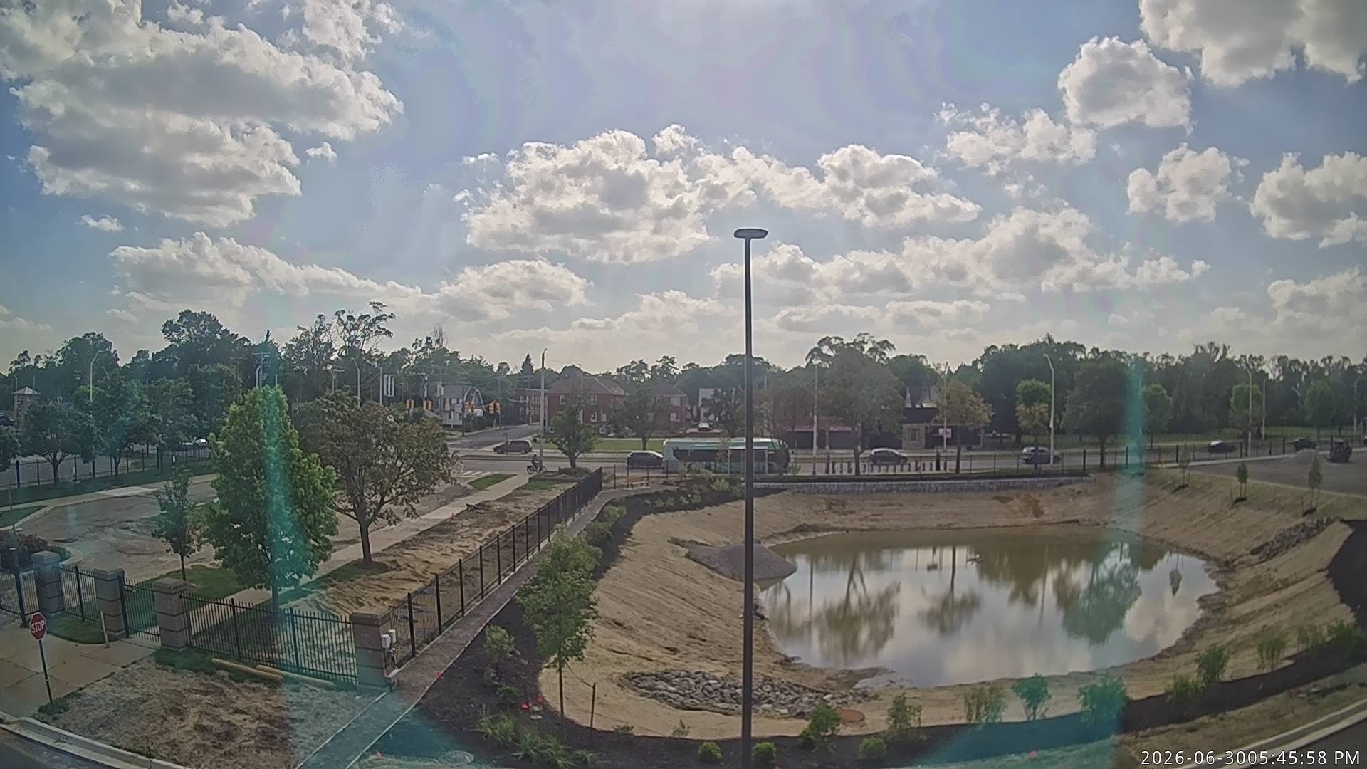 hourly live updates of retention pond site