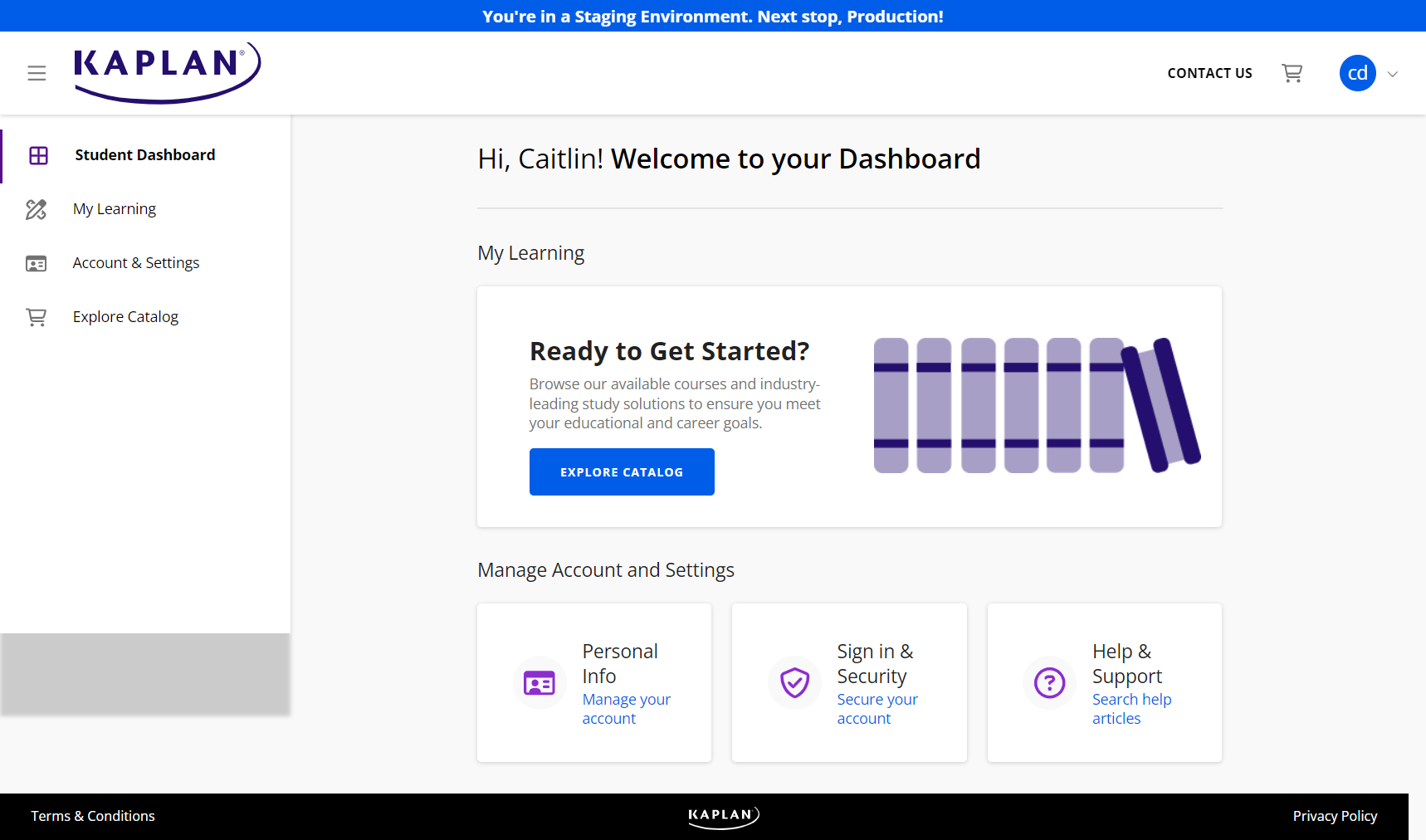 landing page for kaplan for 太阳城娱乐城 students